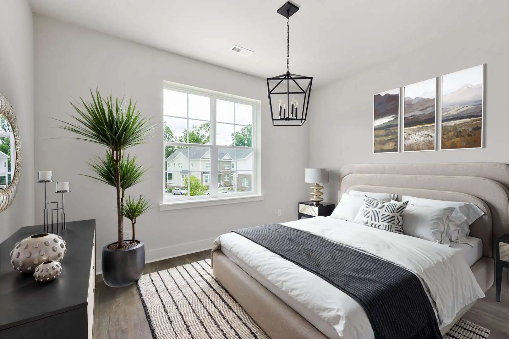 Exemple de home staging virtuel dans une chambre moderne pour valoriser un bien immobilier